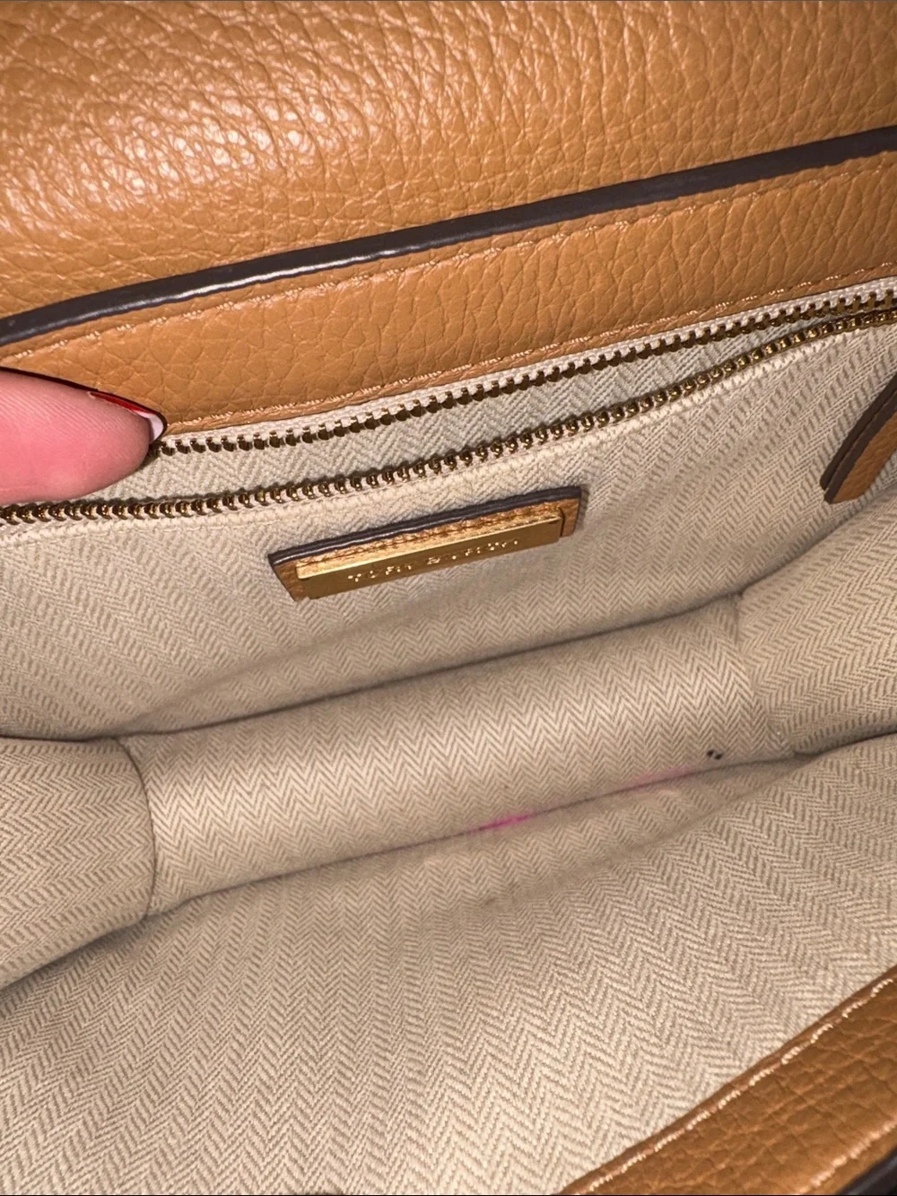 Tory Burch Tan Leather Chain-Shoulder Logo Bag - Picture 2 of 2